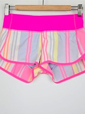 Lululemon Women's Speed Athletic Shorts Raspberry Glo Striped 4